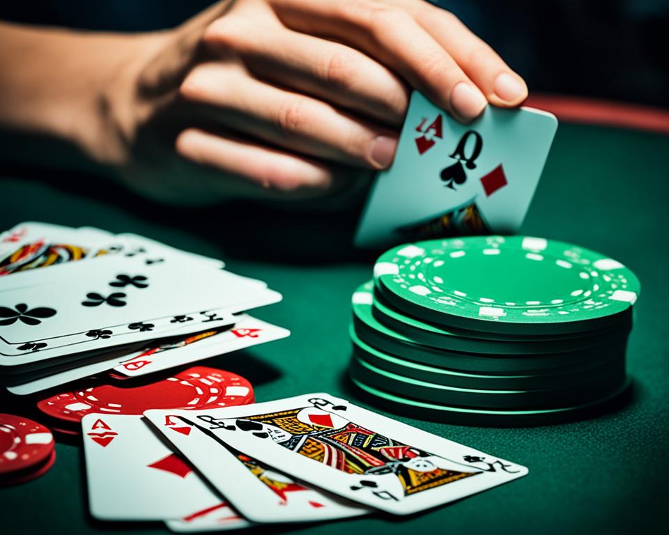 o que significa dobrar para baixo no blackjack - mão com cartão